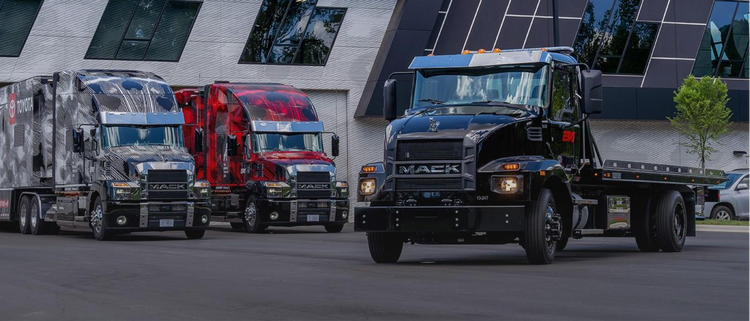 Story of Mack Anthem truck used by NASCAR team 23XI Racing for transporting racecars and equipment.